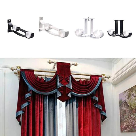 1pc Double Curtain Rod Brackets Window Hardware Holder Home Decor