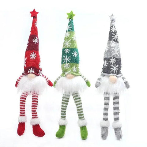 Christmas Faceless Doll Gnome Ornaments LED Light Plush Knitting Crafts Pendant Decor Christmas Decorations for Home Kids Gift