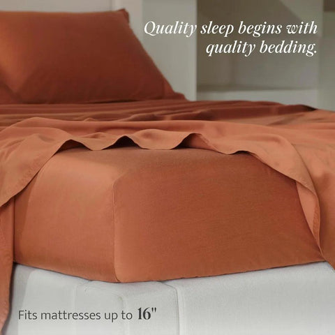 Cotton Tencel Sheets King - Good Housekeeping Award Winner, Cooling Sheets Set King Size, 4 PC Soft Hotel Luxury Bedding Set