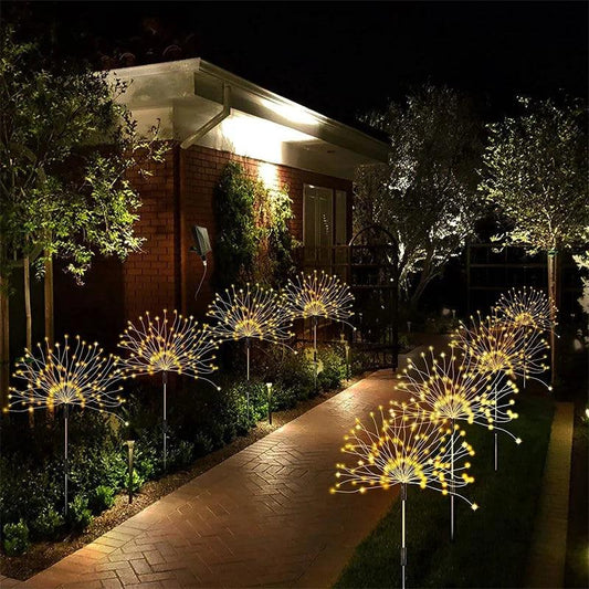 Outdoor LED Firework Lights Waterproof Solar Garland Light Garden Xmas Party Yard Lighting New Year's Eve Christmas Decor