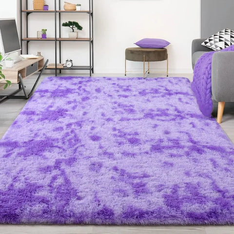 Feet Large Area Rugs, Tie-Dyed Light Grey Shaggy Rug Fluffy Throw Carpets, Ultra Soft Plush Modern Indoor Fuzzy Rugs