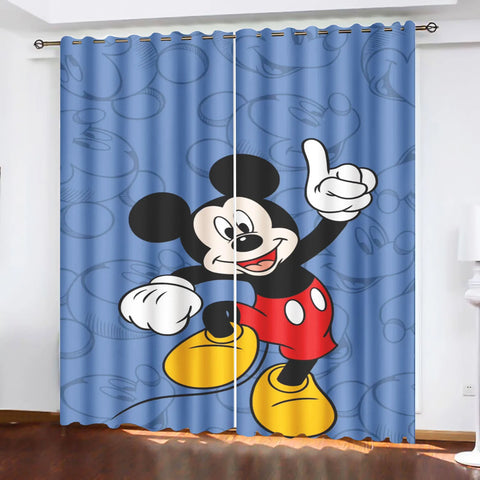 Mickey Printed Curtains For Living Room Living Room Bedroom Blackout Curtains 100% Polyester Dustproof Perforated Cartoon Cute