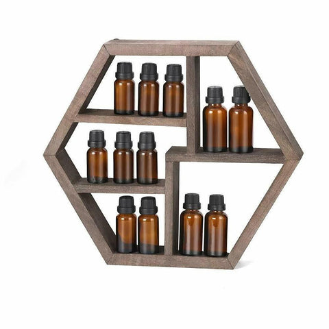 Essential Oil Storage, Essential Oil Organizer Rack Wall Mounted Hexagon Floating Honeycomb Display Shelves Rack for Essential