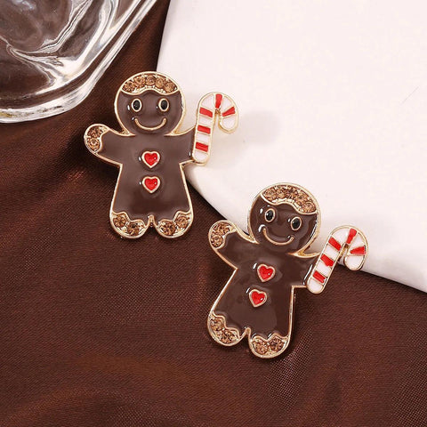 Sweet Christmas Gingerbread Man Earrings 2024 New Year Gifts