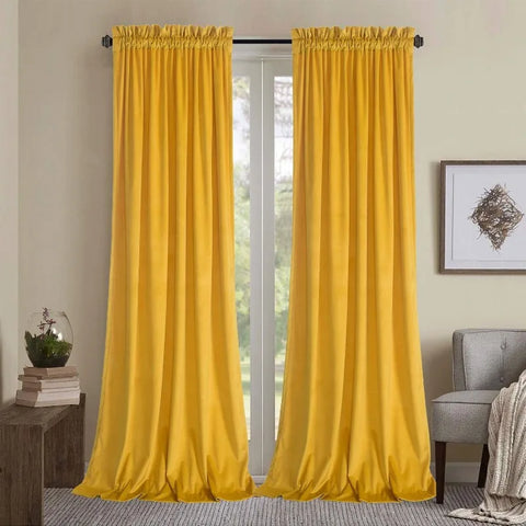 Velvet Curtains 2 Panels Set, Block Light Thermal Insulated Velour Rod Pocket Drapes for Bedroom and Living Room