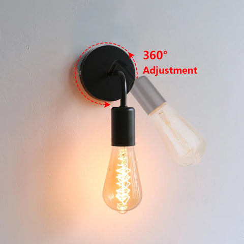 Nordic Modern Wall Lamp Iron Black E27 Indoor Lighting Bedside Bedroom Bathroom Lamp Sconce Wall Light Fixture Industrial Decor