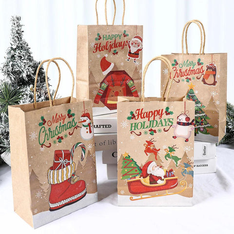 Christmas Santa Claus Snowflake Kraft Paper Handbag Marry Christmas Party Decor For Home 2024 Navidad Natal Noel New Year 2025