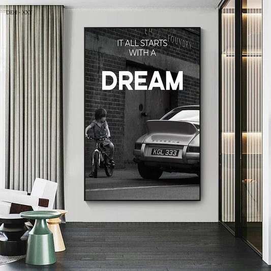 One Dream and 1% Entrepreneur Motivational Qoutes Canvas Print Painting Poster Inspirational Wall Art Pictures Office Wall Decor