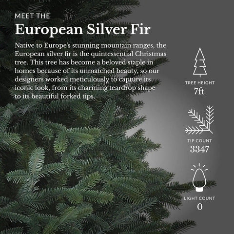 7ft Unlit European Silver Fir Artificial ChristmasTree, Christmas Decorations, Christmas Tree