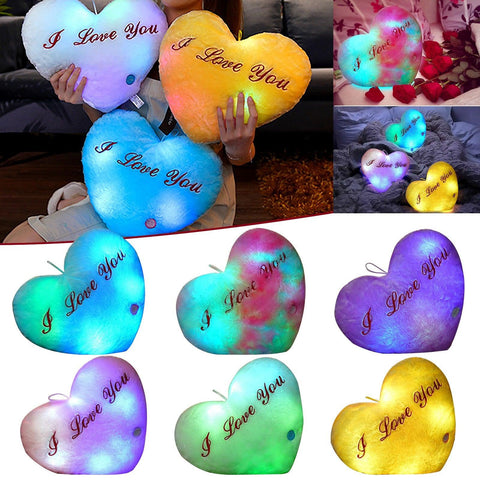 50cm Creative Light Up Led Heart Shaped Stuffed Plush Letter Lovers Colorful Glowing Gift For Girlfriend Pillow Valentine's Day