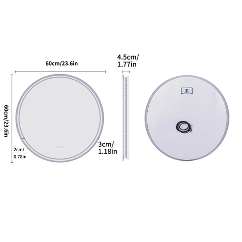 LUVODI Intelligent Illuminate Big Round Mirror for Bathroom Touch Screen Dimmable Anti-fog Bathroom LED Light Mirror