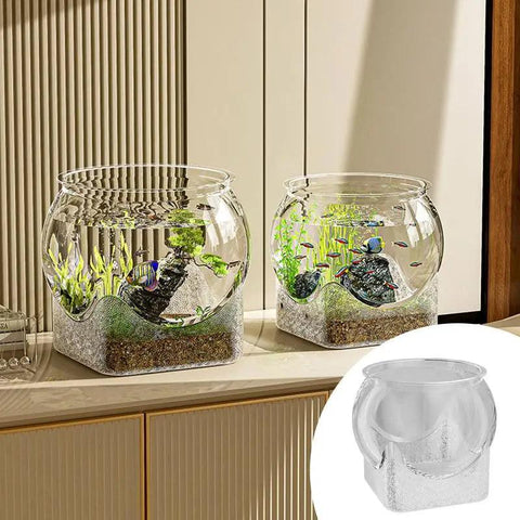 Clear Round Fish Bowl Aquarium Fish Tank Small Aquariums Flower Vase Centerpiece Desktop Aquarium for Betta Fish Turtle