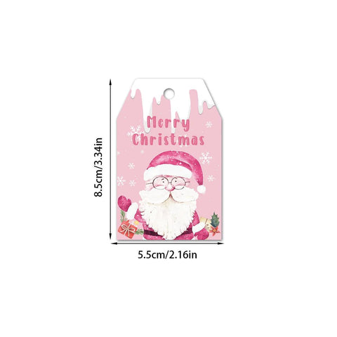 60pcs Pink Christmas Gift Hang Tag Xmas Thank you Kraft Paper Tag Christmas tree Hanging Label Card Xmas Party Kids Gift