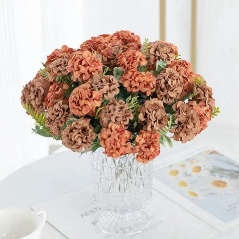 8 heads 5 forks Artificial flowers Hydrangea For Wedding bridal bouquet Decoration Home Floral Arrangement Christmas Accessories