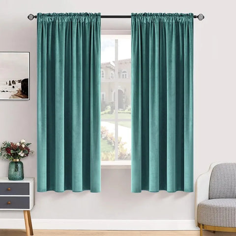 Curtains Thermal Insulated Blackout Curtain Drapes for Bedroom Living Room Darkening  Long Curtains Panels Rod Pocket Set of 2