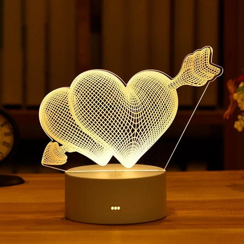 Romantic Love 3D Acrylic Led Lamp for Home Children's Night Light Table Lamp Christmas Party Decor Valentine's Day Bedside Lamp