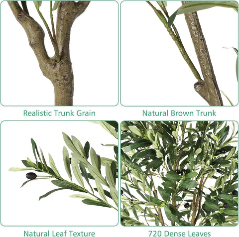 March Wind Olive Tree Potted Plant, Simulated Silk, Nearly 5 Feet Tall With 48 Lifelike Olive Fruits, Adjustable Branches