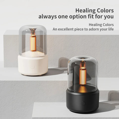 Ultra-Quiet Cool Mist Essential Oil Diffuser - Compact Portable Candle Light H2O Air Humidifier - Refreshing Mini USB Humidifier