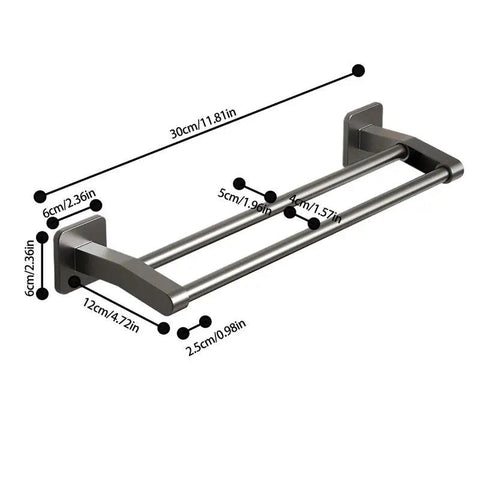 Black space aluminum Bathroom Double Towel Shelf Rack Holder Bath Towel Hanger Bar Towel Rail Bathroom Accessories