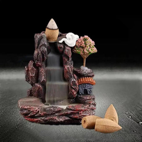 Waterfall Backflow Incense Burner Resin Backflow Incense Burner Candle Innovative Tower Incense Aromatherapy For Home Decoration