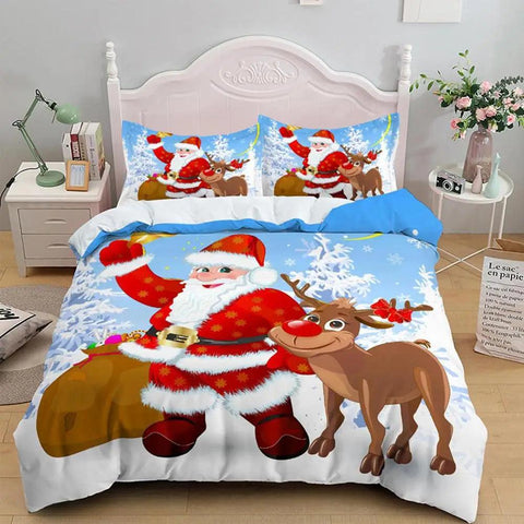 Christmas Deer Quilt Sets Lightweight Christmas Quilts Set Christmas Duvet Cover Set Lantern Printed Bedding For Kids Girls Boys