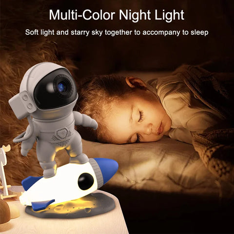 Rocket Astronaut Galaxy Projector Night Light Lamp And 13 Film Pieces Sky Projector 360° Rotate Planetarium For Kids Bedroom