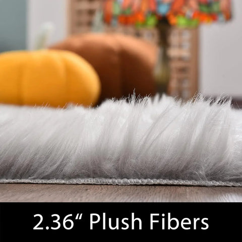 Latepis Area S 10x14 Living Room Rug Washable Grey Faux Sheepskin Fur Rug Fluffy Rug For