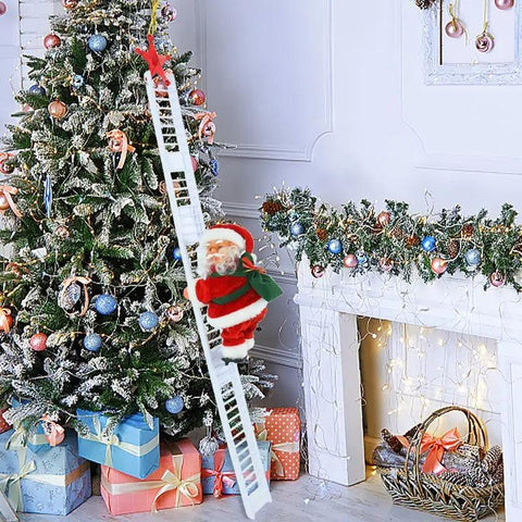 2024 Santa Claus Doll Climbing Ladder with Music Christmas Tree Ornaments Decorations For Home 2025 Navidad New Year Kids Gift