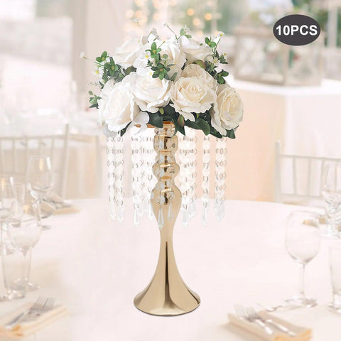 10pcs Metal Flower Stands Flower Holder Vases 35cm Height for Wedding Party Reception Dining Room Tables Centerpiece Decor