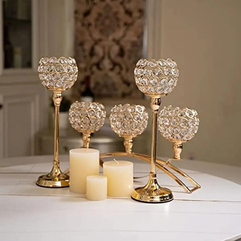 Elegant Gold Candle Holders for Table Centerpieces - Tealight Candlestick, Candelabra Stand with 3 Arms, Perfect for Your Living