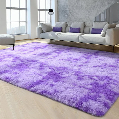 Feet Large Area Rugs, Tie-Dyed Light Grey Shaggy Rug Fluffy Throw Carpets, Ultra Soft Plush Modern Indoor Fuzzy Rugs