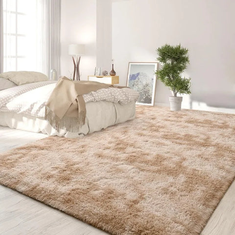 Feet Large Area Rugs, Tie-Dyed Light Grey Shaggy Rug Fluffy Throw Carpets, Ultra Soft Plush Modern Indoor Fuzzy Rugs