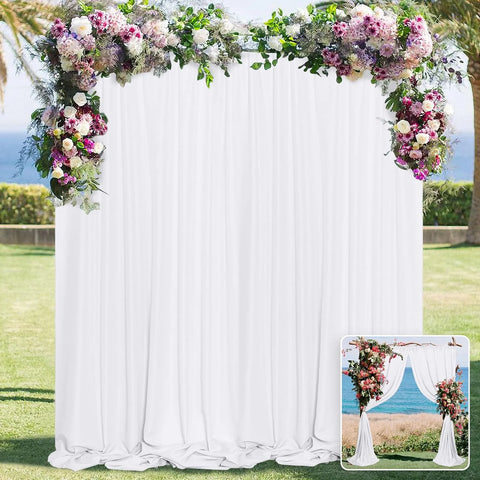 5x8/10ft Wrinkle Free White Satin Backdrop Curtains for Wedding Birthday Parties Photography Background Baby Shower Decorations