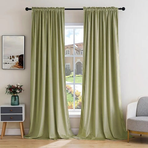 Curtains Thermal Insulated Blackout Curtain Drapes for Bedroom Living Room Darkening  Long Curtains Panels Rod Pocket Set of 2