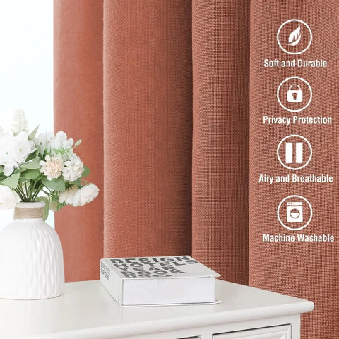 Natural Linen Curtains 108 inches Long for Living Room 2 Panels Back Tab Loop Pocket Linen Textured Light Filtering