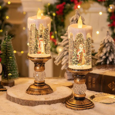 Christmas LED Candle Lights Fantasy Flameless Swirling Glitter Candle Lamp Crystal Electronic Candles For Christmas Party Decor