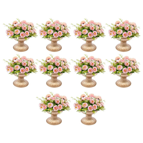 Gold Metal Flower Trumpet Vase Wedding Anniversary Commemorative Center 10PCS