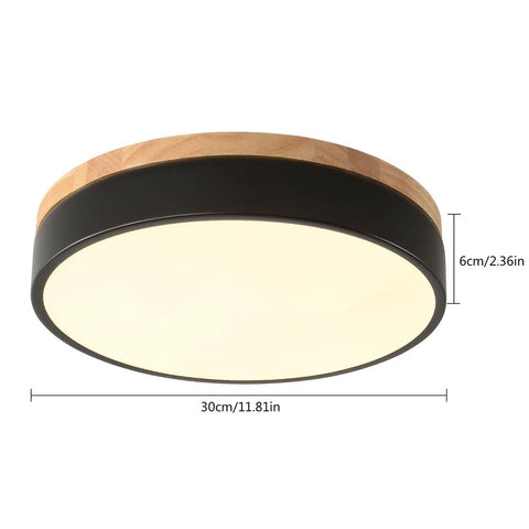 Bymaocar Modern LED Ceiling Light Minimalist Wood Style Flush Mount Three-color Ceiling Light Fit 10-15m² Area 360° Illumination