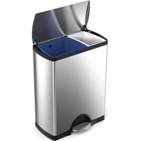 50 Liter / 13.0 Gallon Rectangular Kitchen Step Trash Can Wastebasket Brushed Stainless Steel Freight Free Bin Cleaning