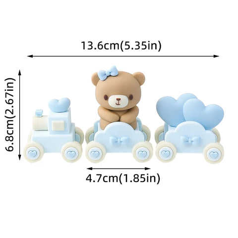 New 3D Bear Cake Topper Baby Shower Bear Decoration Boy Girl Happy 1st Birthday Party Cake Decor Gender Reveals Party Supplies