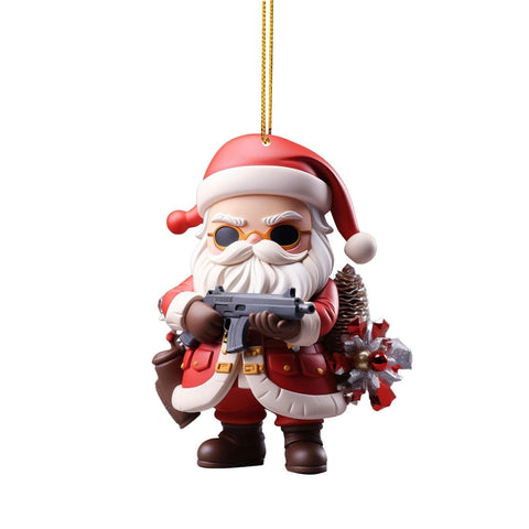 Acrylic Cool Santa Double Print Christmas Pendant Decoration Gift 2d Hanging New Year Decoration