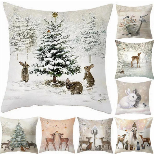 45cm Christmas Pillowcase Cushion Cover Christmas Decorations for Home 2024 Christmas Ornament Gift Navidad Happy New Year 2025