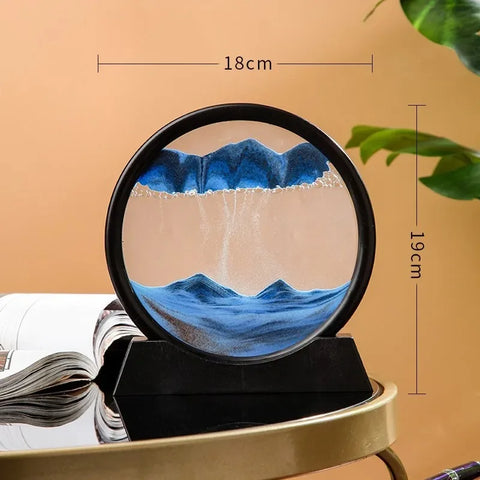 3D Hourglass Quicksand Moving Sand Art Picture Round Glass Deep Sea Sandscape Craft Flowing Painting Office Home Christmas