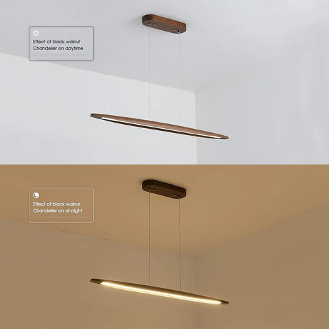 Wood Linear Pendant Light LED Dimmable Hanging Light Fixture Dinning Room Light Island Lights for Dining Room Kitchen Island Bar