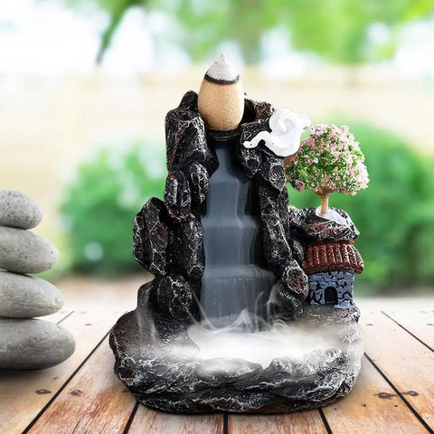 Waterfall Backflow Incense Burner Resin Backflow Incense Burner Candle Innovative Tower Incense Aromatherapy For Home Decoration