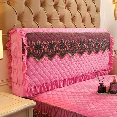 Red Stretch Bed Headboard Cover Lace Slipcover Dustproof Covers Thicken Crystal Velvet Fabric Luxury Bed Head Protective Cover