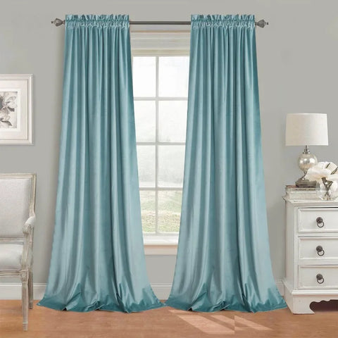 Velvet Curtains 2 Panels Set, Block Light Thermal Insulated Velour Rod Pocket Drapes for Bedroom and Living Room