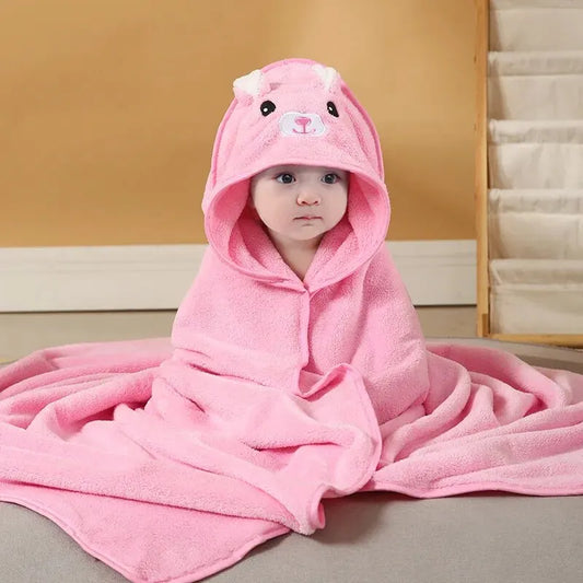 Children's Towel Cloak Quick-Drying Coral Velvet Robe Cartoon Cape Baby Darling Hooded