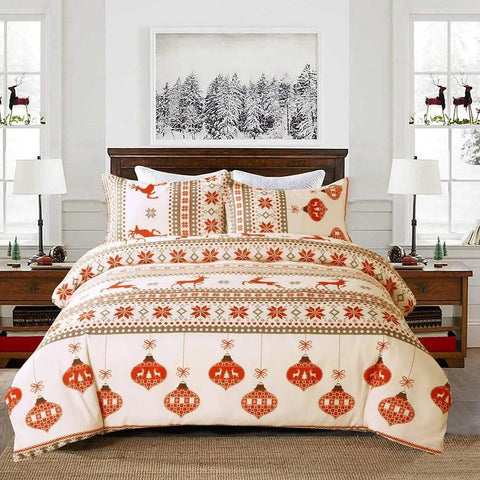 Christmas Deer Quilt Sets Lightweight Christmas Quilts Set Christmas Duvet Cover Set Lantern Printed Bedding For Kids Girls Boys