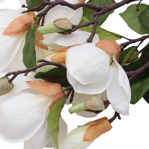 Magnolias Artificial Flowers 2Pcs Stems Faux Magnolia Flowers Real Touch Magnolia Flowers Branch for Office Vase Table